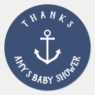 Nautical Anchor Baby shower Dank u wel! Ronde Sticker