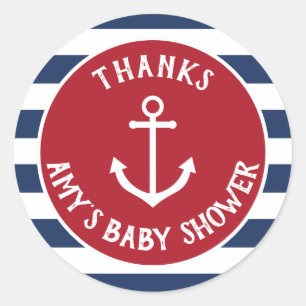 Nautical Anchor Baby shower Dank u wel! Ronde Sticker