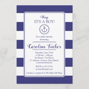 Nautical Anchor Baby shower Invitation card Kaart