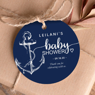 Nautical Anchor Baby shower Navy Blue Gift Labels