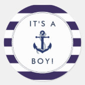 Nautical Anchor Baby shower Stickers - Het is een  (Voorkant)