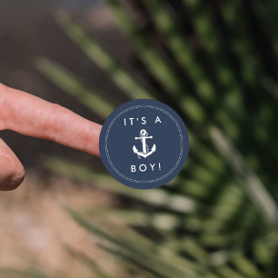Nautical Anchor Baby shower Stickers - Het is een 