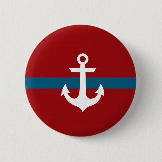 Nautical Anchor Badge Button - Navy Blue & Red