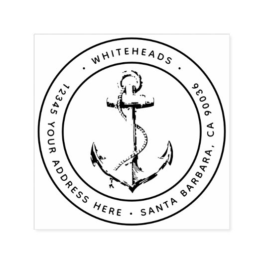 Nautical Anchor Beach Address Zelfinktende Stempel (Design)