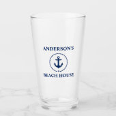 Nautical Anchor Beach House Name Glas (Voorkant)