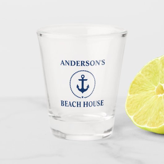 Nautical Anchor Beach House Name Shot Glas (Voorkant)