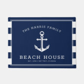 Nautical Anchor Beach House Welcome Navy Stripes Deurmat (Voorkant)