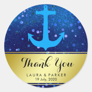 Nautical Anchor Bedankt voor je bruiloft blauwe Co Ronde Sticker