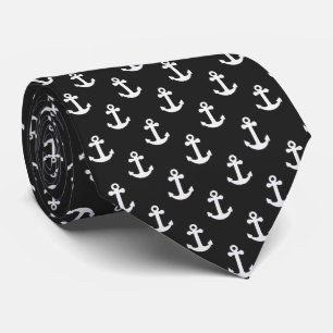 Nautical Anchor Black and White Stropdas