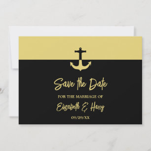 Nautical Anchor - Black Gold - Beach Weddenschap Save The Date