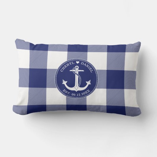 Nautical Anchor Blue Buffalo Play Wedding Kussen (Voorkant)