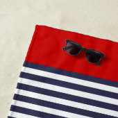 Nautical Anchor Blue White Stripes Pattern Strandlaken (In situ)