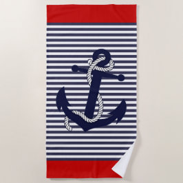 Nautical Anchor Blue White Stripes Pattern Strandlaken