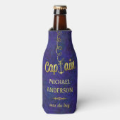 Nautical Anchor Boat Captain Gold | Aangepaste naa Flesjeskoeler (Fles Voorkant)