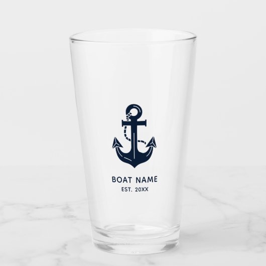Nautical Anchor Boat Name Glas (Voorkant)