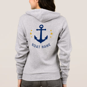 Nautical Anchor Boat Name Gold Star Grey Hoodie