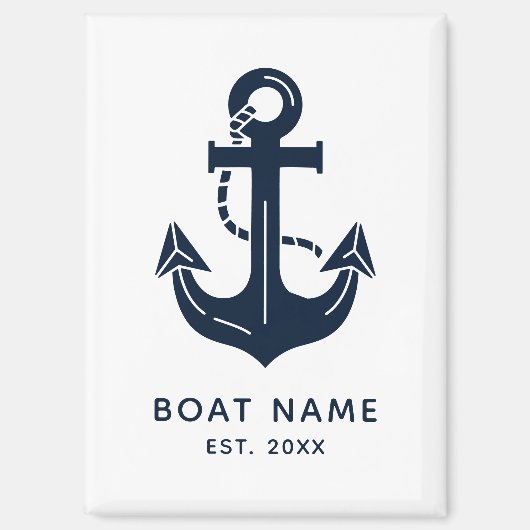 Nautical Anchor Boat Name Magneet (Voorkant)