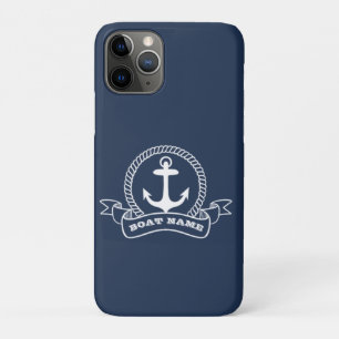Nautical Anchor Boat Name Navy Blue iPhone 11 Pro Hoesje