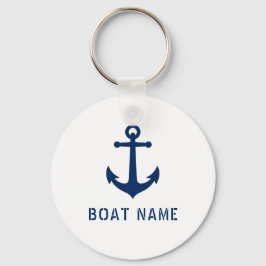 Nautical Anchor Boat of Name Navy & White Sleutelhanger