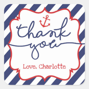 Nautical Anchor Boy Baby shower Dank u Sticker