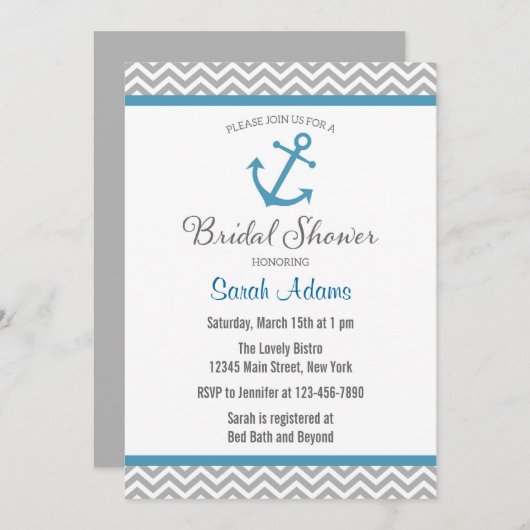 Nautical Anchor Bridal Shower Kaart (Voorkant / Achterkant)