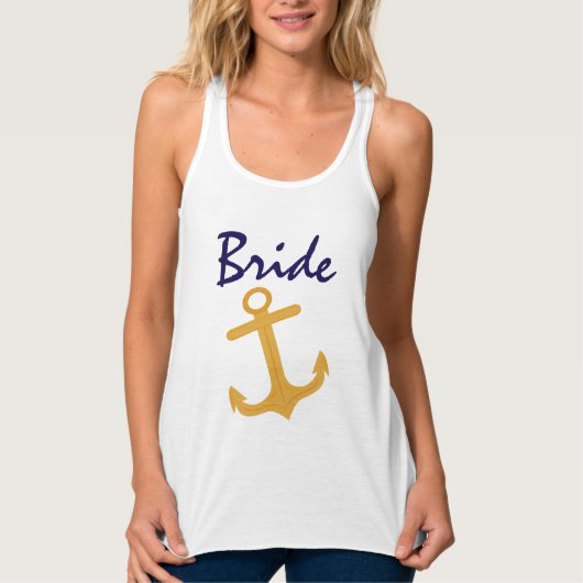 Nautical Anchor Bride Wedding Tanktop (Voorkant)