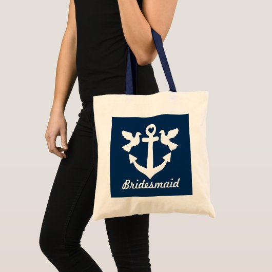 Nautical anchor bruiloft canvas tas met witte stip (Voorkant (product))