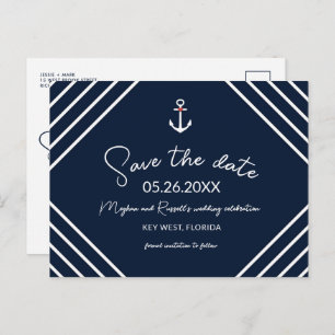 Nautical Anchor Budget Beach Weddenschap Save the Aankondigingskaart