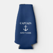  Nautical Anchor Captain Name Navy Blue Flesjeskoeler (Voorkant)