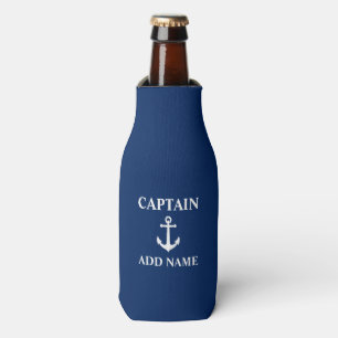 Nautical Anchor Captain Name Navy Blue Flesjeskoeler