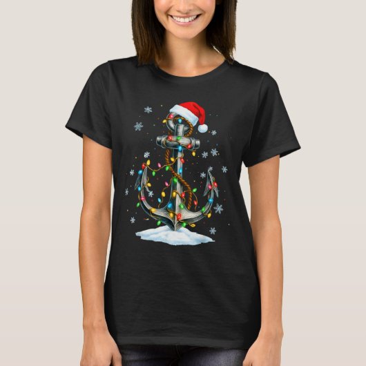 Nautical Anchor Christmas Lights Boating Sailor T-shirt (Voorkant)