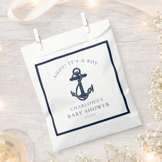 Nautical Anchor Coastal Boy Baby shower Bedankzakje (Geknipt)