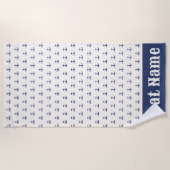 Nautical Anchor Coastal Stripes Marine Blauwe Crèm Strandlaken (Voorkant)