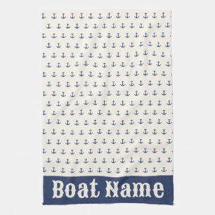 Nautical Anchor Coastal Stripes Marine Blauwe Crèm Theedoek
