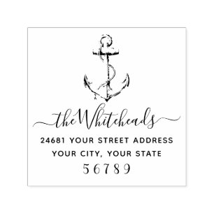 Nautical Anchor Coastal Zelfinktende Stempel