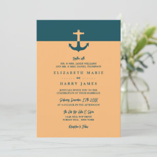Nautical Anchor - Coral Blue - Beach Weddenschap Kaart