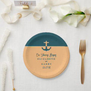 Nautical Anchor - Coral Blue - Beach Weddenschap Papieren Bordje