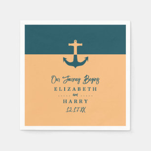 Nautical Anchor - Coral Blue - Beach Weddenschap Servet