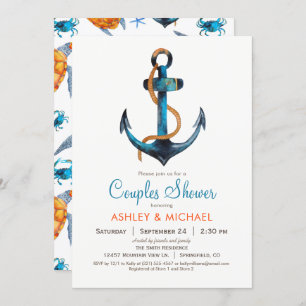 Nautical Anchor Couples Shower Invitation Kaart