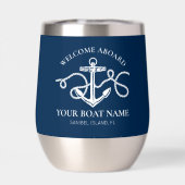Nautical Anchor Custom Boat Name Navy Blue  (Arrière)