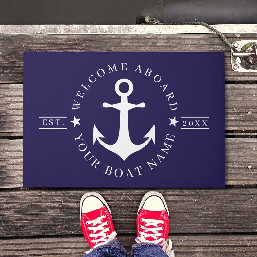 Nautical Anchor Custom Boat Name Welcome Doormat Deurmat