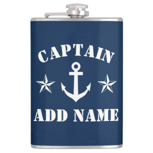 Nautical anchor custom boot Captain name drink fla Heupfles
