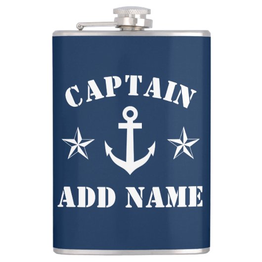 Nautical anchor custom boot Captain name drink fla Heupfles (Voorkant)
