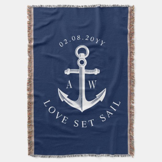 Nautical Anchor Custom Navy Deken (Voorkant Verticaal)