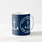 Nautical Anchor Custom Navy Koffiemok (Voorkant rechts)