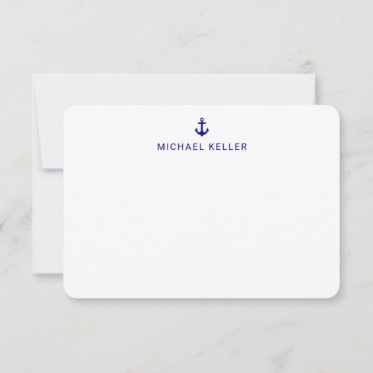 Nautical Anchor Custom Navy Note-kaarten Bedankkaart (Voorkant)