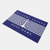 Nautical Anchor Design Navy Blue White Stripe deur Deurmat (Schuin)