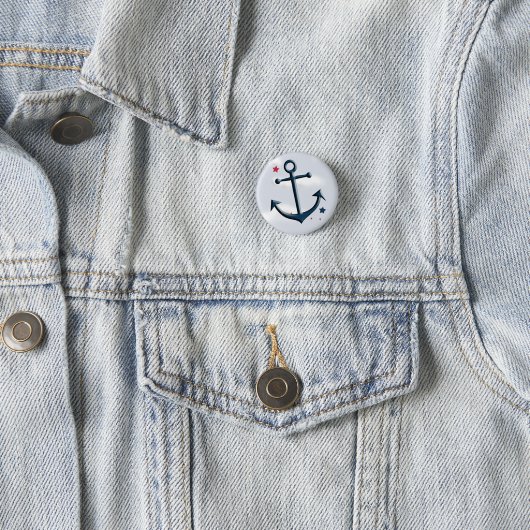 Nautical Anchor Design Round Button (In situ)