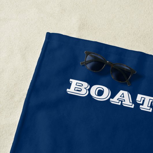 Nautical, Anchor Dolphin Navy Blue Striped Strandlaken (In situ)