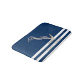 Nautical Anchor Dolphin Navy Blue Stripes Sailor Badmat (Gekanteld)